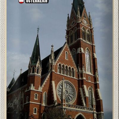 Cartel de chapa de viaje Graz Austria Iglesia del Sagrado Corazón 20x30cm
