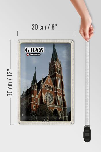 Panneau en étain voyage Graz Autriche Église du Sacré-Cœur 20x30cm 4