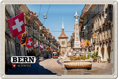 Blechschild Reise Bern Schweiz Altstadt Flaggen 30x20cm