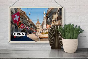 Panneau de voyage en étain, drapeaux de la vieille ville de berne, suisse, 30x20cm 3