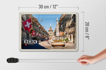 Panneau de voyage en étain, drapeaux de la vieille ville de berne, suisse, 30x20cm 4