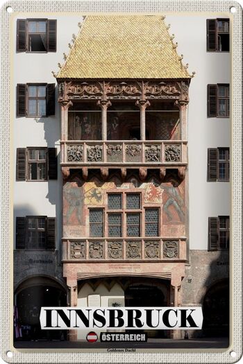 Plaque en tôle Voyage Innsbruck Autriche Petit Toit d'Or 20x30cm 1