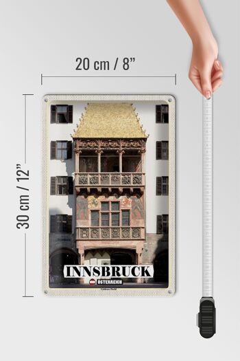 Plaque en tôle Voyage Innsbruck Autriche Petit Toit d'Or 20x30cm 4