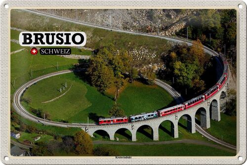 Blechschild Reise Brusio Schweiz Kreisviadukt Zug 30x20cm