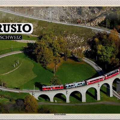 Blechschild Reise Brusio Schweiz Kreisviadukt Zug 30x20cm