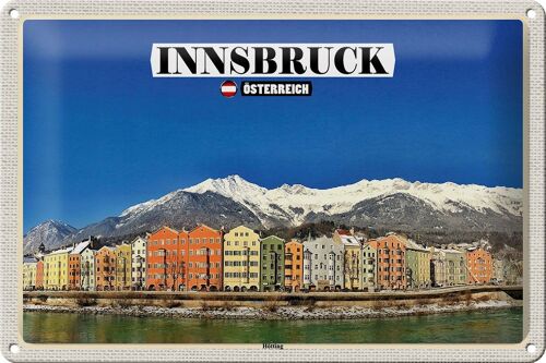 Blechschild Reise Innsbruck Österreich Hötting Berge 30x20cm