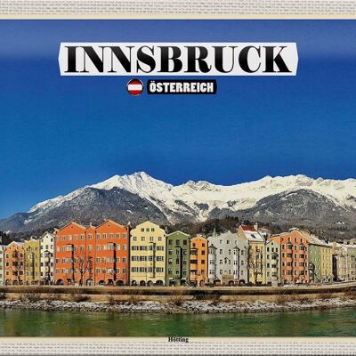 Blechschild Reise Innsbruck Österreich Hötting Berge 30x20cm