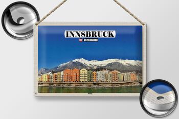 Signe en étain voyage Innsbruck autriche montagnes Hötting 30x20cm 2
