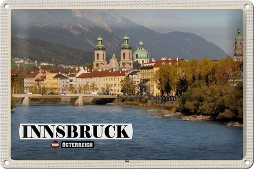 Blechschild Reise Innsbruck Österreich Inn Fluss 30x20cm