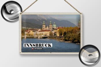 Signe en étain voyage Innsbruck autriche Inn River 30x20cm 2