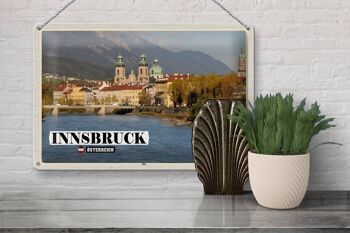 Signe en étain voyage Innsbruck autriche Inn River 30x20cm 3
