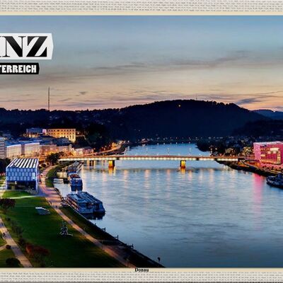 Blechschild Reise Linz Österreich Donau Fluss 30x20cm