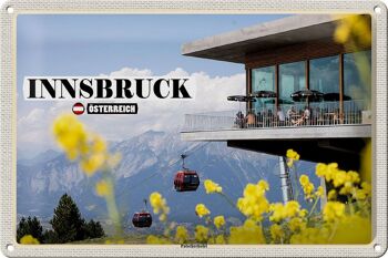 Plaque en tôle voyage Innsbruck Autriche Patscherkofel 30x20cm 1