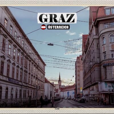 Cartel de chapa viaje Graz Austria Lend city 30x20cm