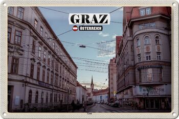 Panneau en étain voyage Graz Autriche Lend city 30x20cm 1