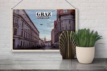 Panneau en étain voyage Graz Autriche Lend city 30x20cm 3