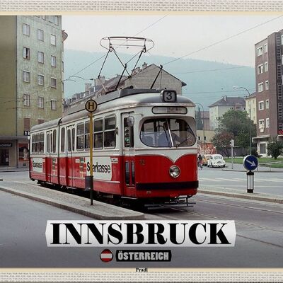 Panneau en tôle voyage Innsbruck Autriche Pradl ville 30x20cm