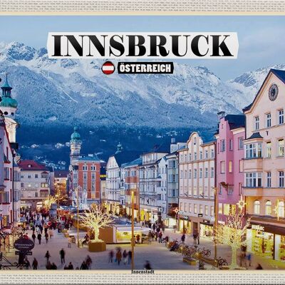 Plaque en tôle Voyage Innsbruck Autriche Noël 30x20cm