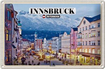 Plaque en tôle Voyage Innsbruck Autriche Noël 30x20cm 1
