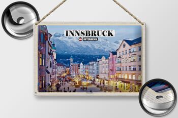 Plaque en tôle Voyage Innsbruck Autriche Noël 30x20cm 2