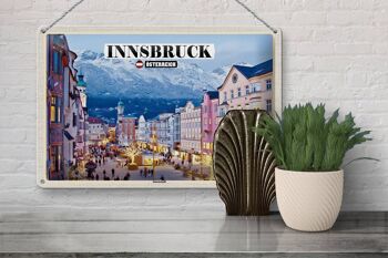 Plaque en tôle Voyage Innsbruck Autriche Noël 30x20cm 3