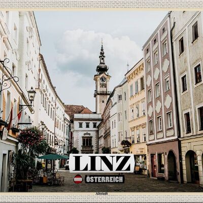 Targa in metallo da viaggio Linz Austria Chiesa della città vecchia 30x20 cm