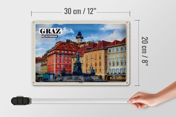 Signe en étain voyage Graz autriche, Architecture de la vieille ville 30x20cm 4