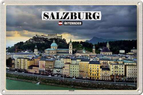 Blechschild Reise Salzburg Österreich Altstadt 30x20cm