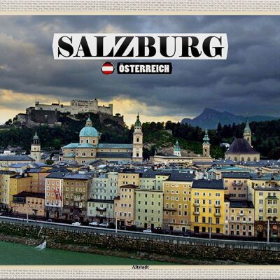 Cartel de chapa viaje Salzburgo Austria casco antiguo 30x20cm