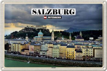 Panneau en étain voyage Salzbourg Autriche vieille ville 30x20cm 1