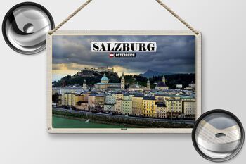 Panneau en étain voyage Salzbourg Autriche vieille ville 30x20cm 2
