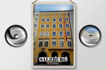 Plaque en tôle voyage Salzbourg Lieu de naissance de Mozart 20x30cm 2