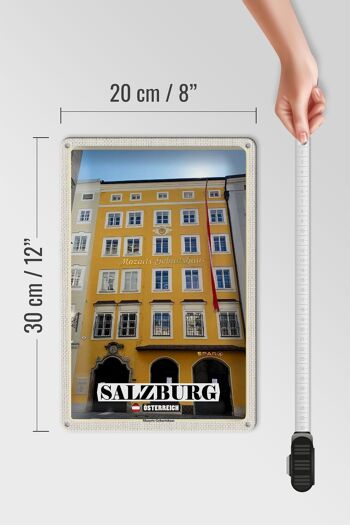 Plaque en tôle voyage Salzbourg Lieu de naissance de Mozart 20x30cm 4
