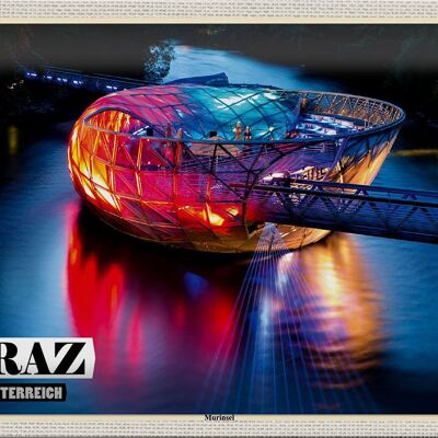 Cartel de chapa Travel Graz Austria Lago Murinsel 30x20cm