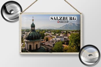 Panneau en étain voyage Salzbourg Nonntal Autriche 30x20cm 2