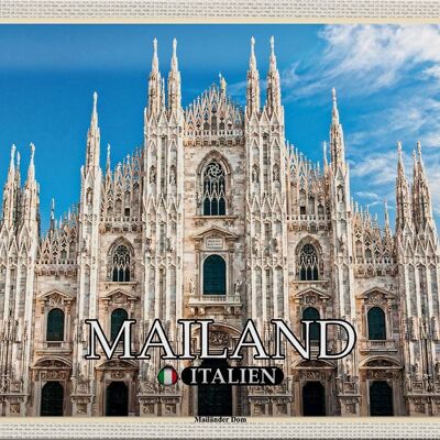 Cartel de chapa de viaje Italia Milán Catedral de Milán 30x20cm