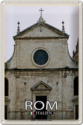 Signe en étain voyage Rome italie basilique Santa Maria 20x30cm 1