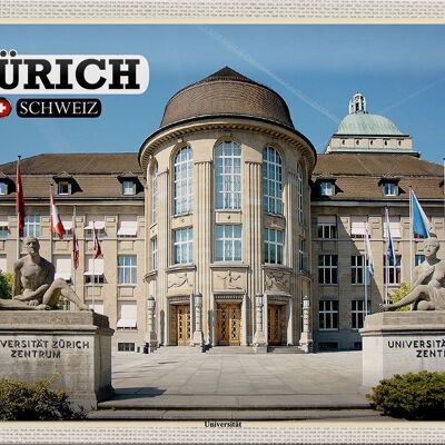 Cartel de chapa Travel Zurich Suiza Centro Universitario 30x20cm