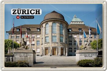 Plaque en étain voyage Zurich Suisse Centre universitaire 30x20cm 1