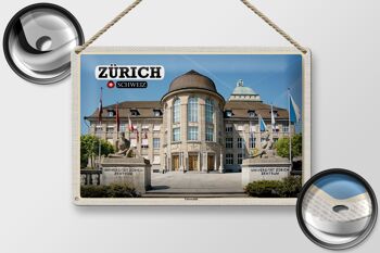 Plaque en étain voyage Zurich Suisse Centre universitaire 30x20cm 2