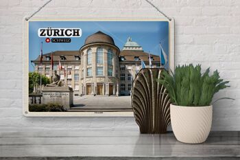 Plaque en étain voyage Zurich Suisse Centre universitaire 30x20cm 3