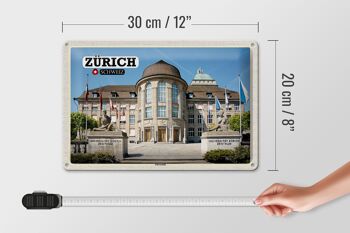 Plaque en étain voyage Zurich Suisse Centre universitaire 30x20cm 4