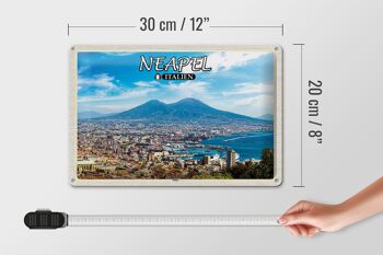 Panneau en étain voyage Naples Italie Vésuve 30x20cm 4