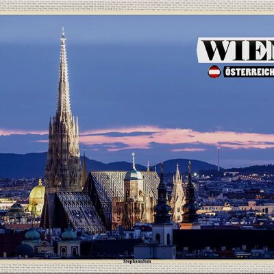 Cartel de chapa de viaje Viena Austria Catedral de San Esteban 30x20cm