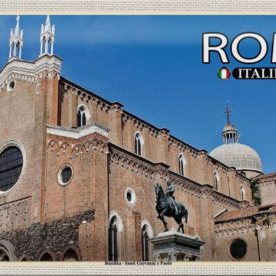 Cartel de chapa viaje Roma Basílica Santi Giovanni e Paolo 30x20cm