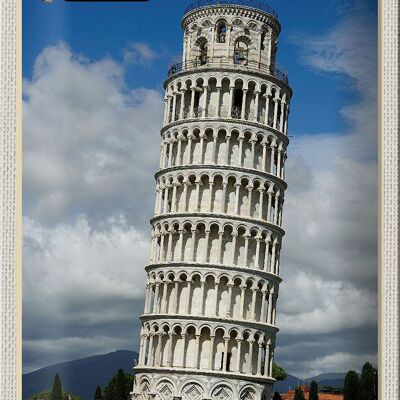 Cartel de chapa de viaje Pisa Torre Inclinada Italia 20x30cm
