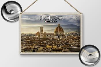 Signe en étain de voyage, Florence, italie, Architecture de la cathédrale, 30x20cm 2