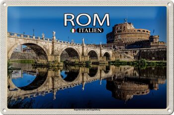 Signe en étain voyage Rome italie pont des anges Castel Sant'Angelo 30x20cm 1