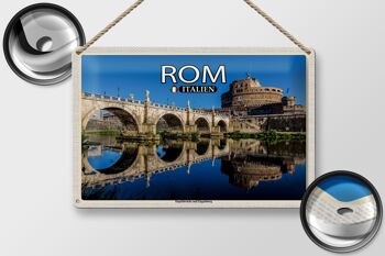 Signe en étain voyage Rome italie pont des anges Castel Sant'Angelo 30x20cm 2