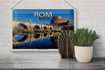 Signe en étain voyage Rome italie pont des anges Castel Sant'Angelo 30x20cm 3